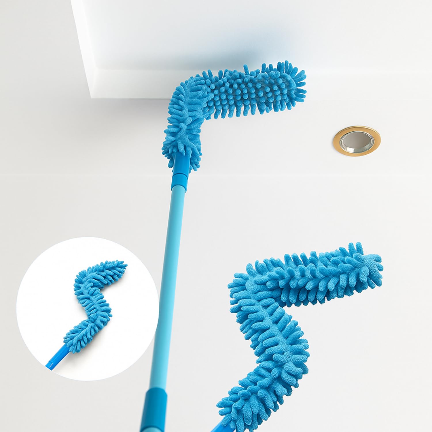 KRIVAT Microfiber Flexible with Expandable Rod for Dust Cleaning Fan Cleaner Brush with Long Rod Fan Cleaning Mop Microfiber Duster Home, Kitchen, Car, Ceiling-Blue