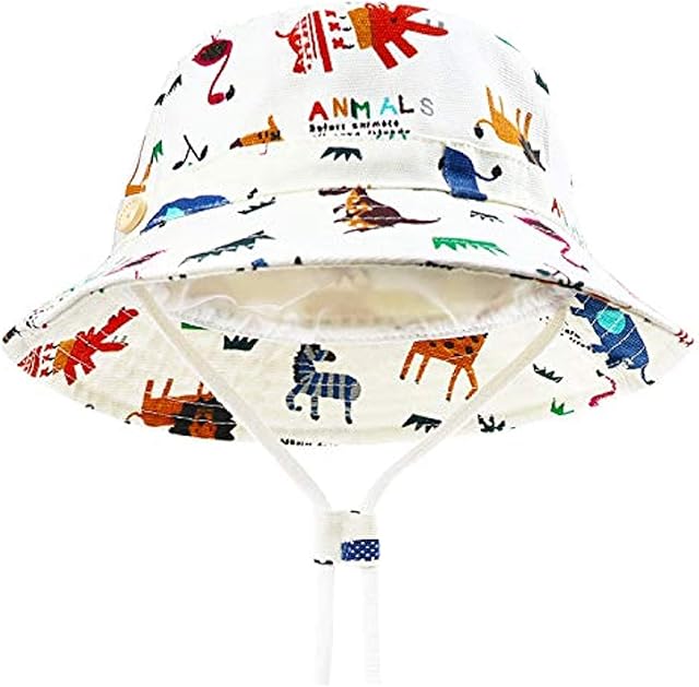 DRESHOW Baby Sun Hat Toddler Sun Protection Animal Cap Unisex Summer Bucket Hat with Chin Strap UPF 50+