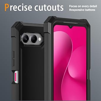 for T-Mobile REVVL 8 Phone Case with Tempered Glass Screen Protector,Slim Soft Silicone Full-Body Protective Cover (Black)