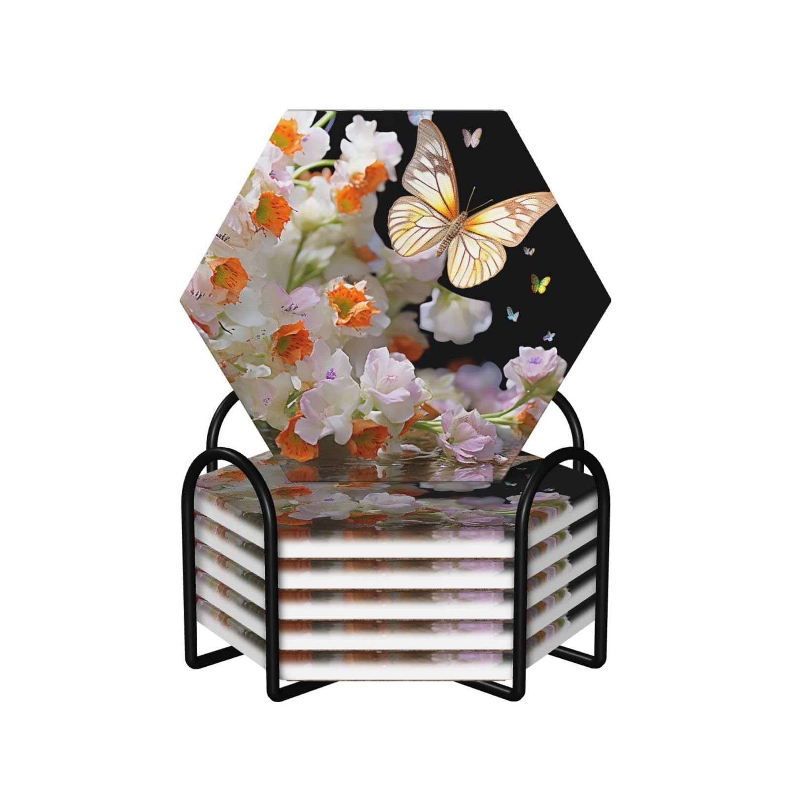 Dessous de verre en céramique fleur de narcisse pour apéritifs