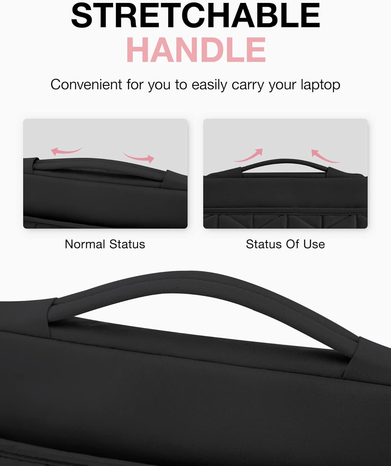 BAGSMART Laptop Case with Handle, Puffy Padded Laptop Bag Sleeve for Women, Portable MacBook Air/Pro Computer Case, 15-16 inch, Black - Image 9