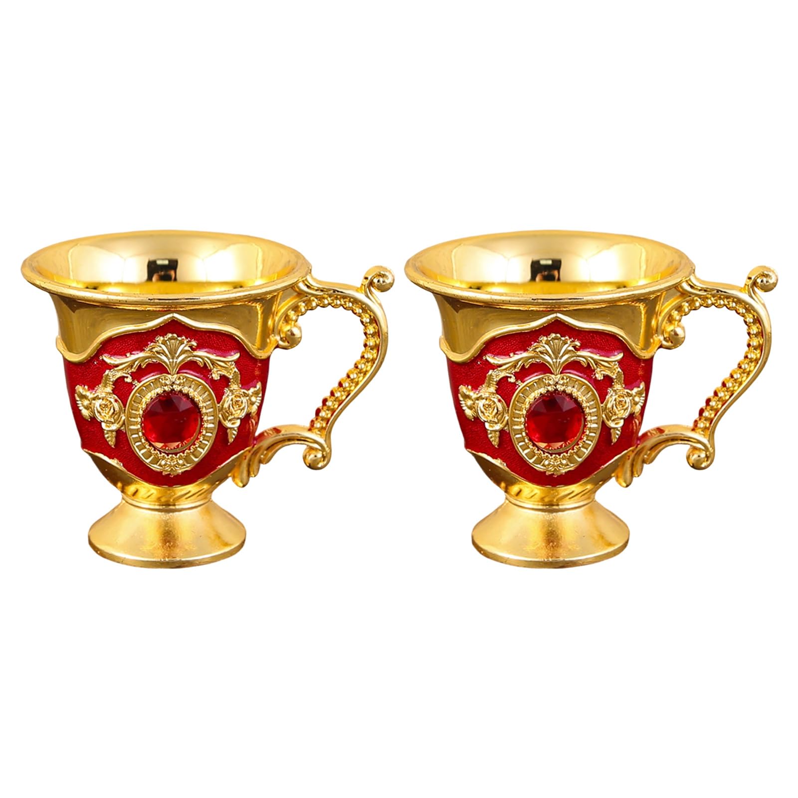 Shntig Of 2 Antique Zincs Alloys Drinking Goblets for Wine and Decoration Traditional Barwares Set