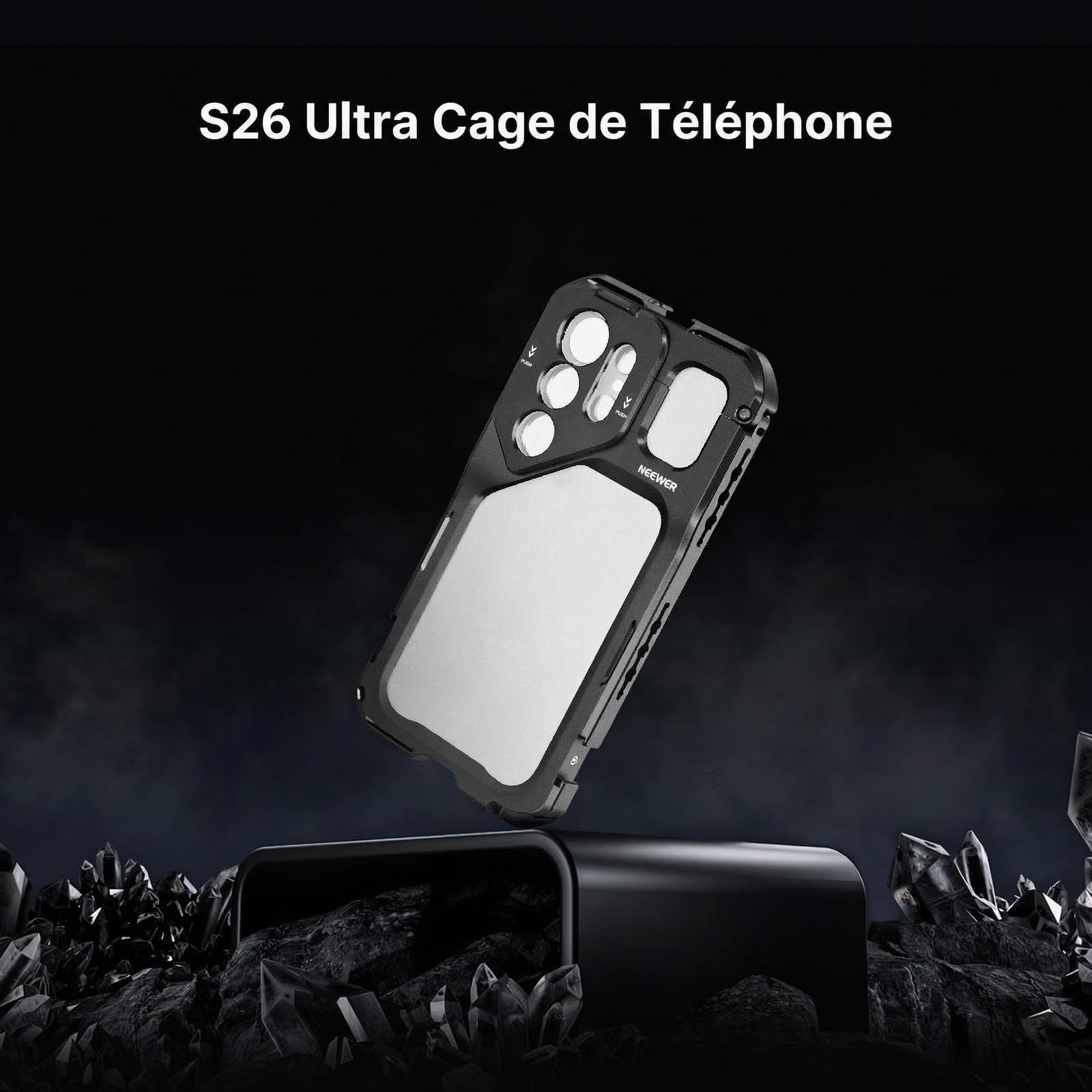 NEEWER S26 Ultra Cage Téléphone,Kit de Stabilisation Vidéo Mobile pour Vlog avec 3 Plaques Arrière pour Filtre 67mm,Objectif 17mm& à Monture T,Compatible Uniquement avec Samsung Galaxy S26 Ultra,PA182