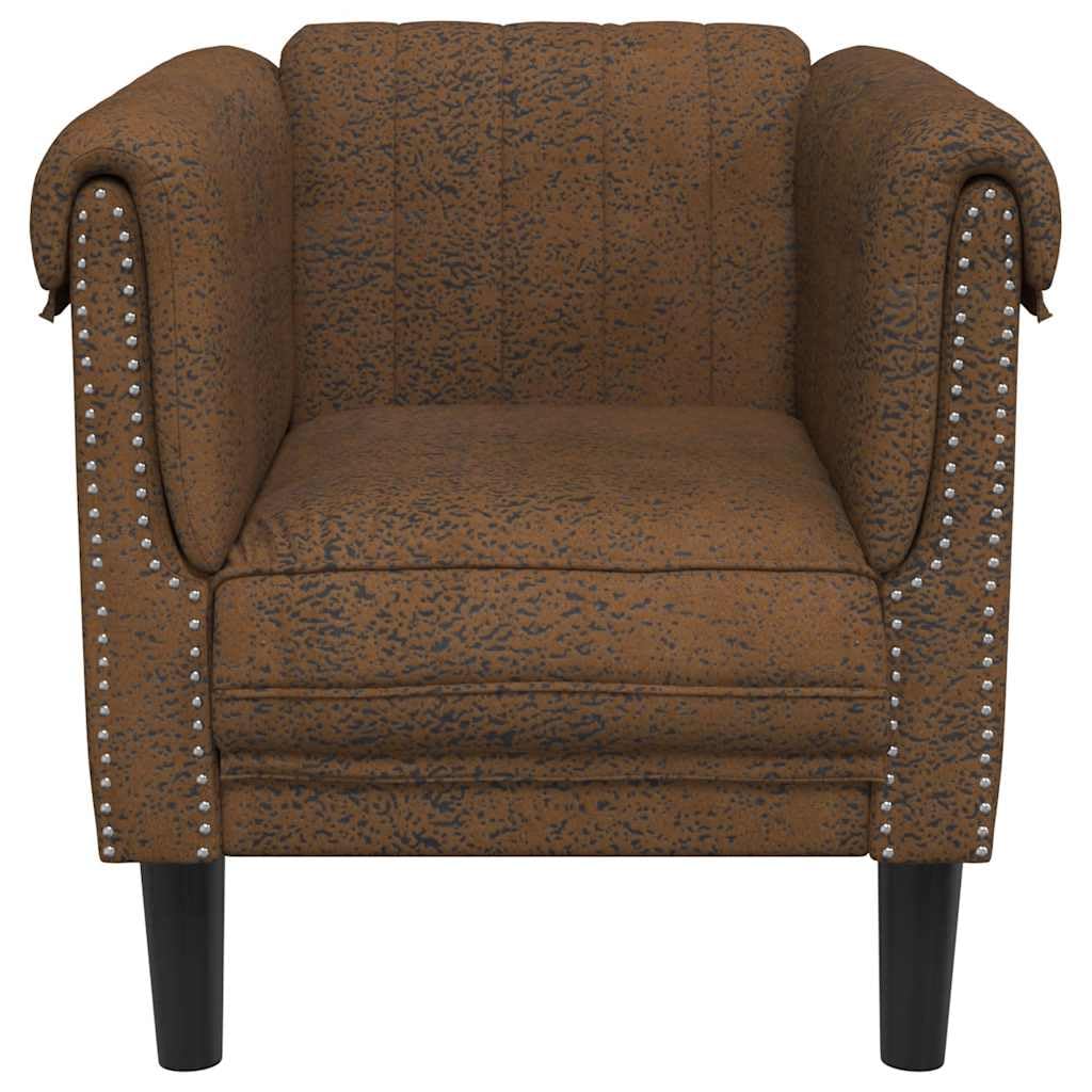 Quoril Fauteuil marron en cuir synthétique aspect daim, rembourré, fonction relaxation, espace de rangement, peu encombrant, confortable, adapté pour le salon et la chambre d'amis