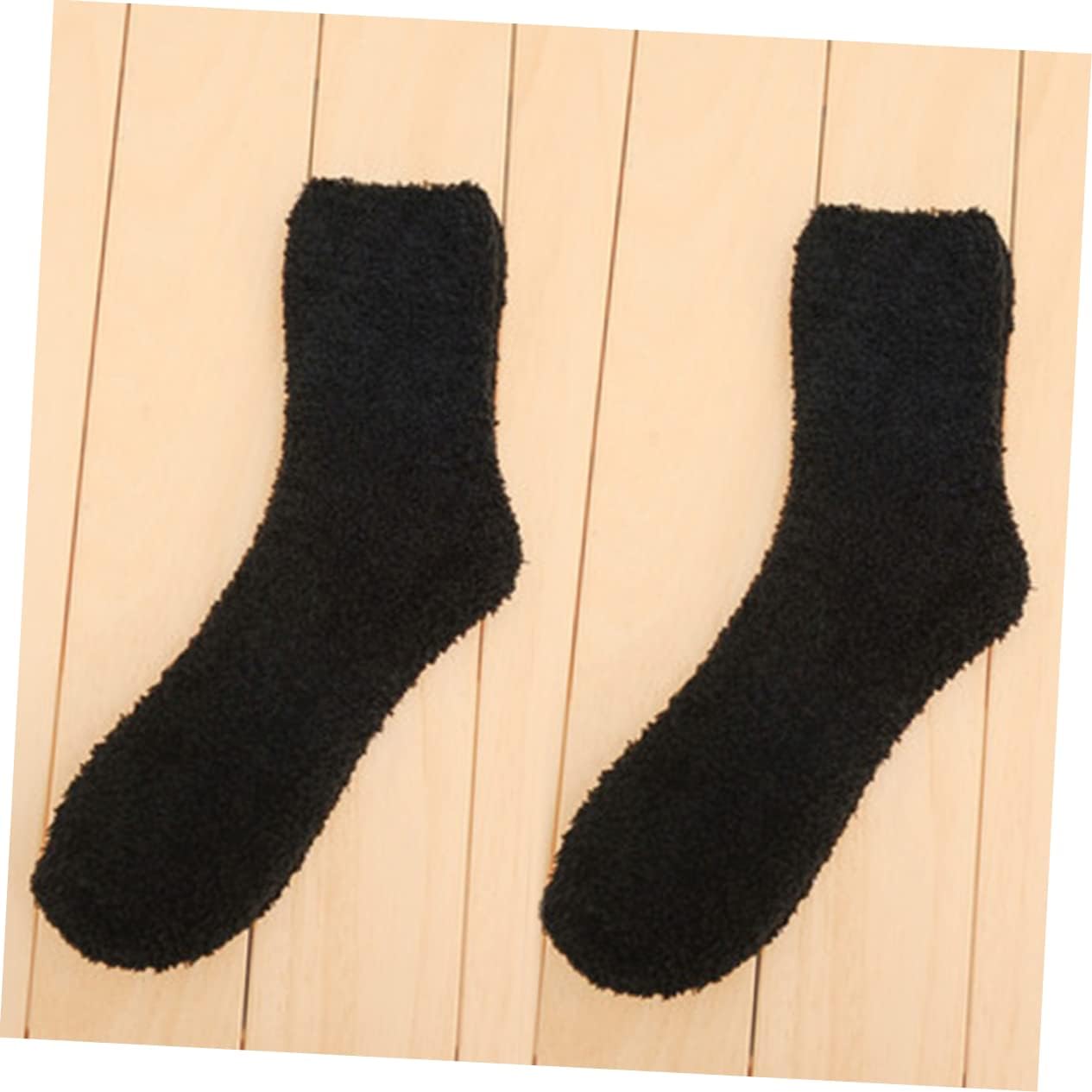 LIFKOME 3pairs Men's Fluffy Slipper Socks Cozy Warm Coral Fleece Sleeping Stockings Black Fuzzy Indoor Comfort for Winter Relaxation