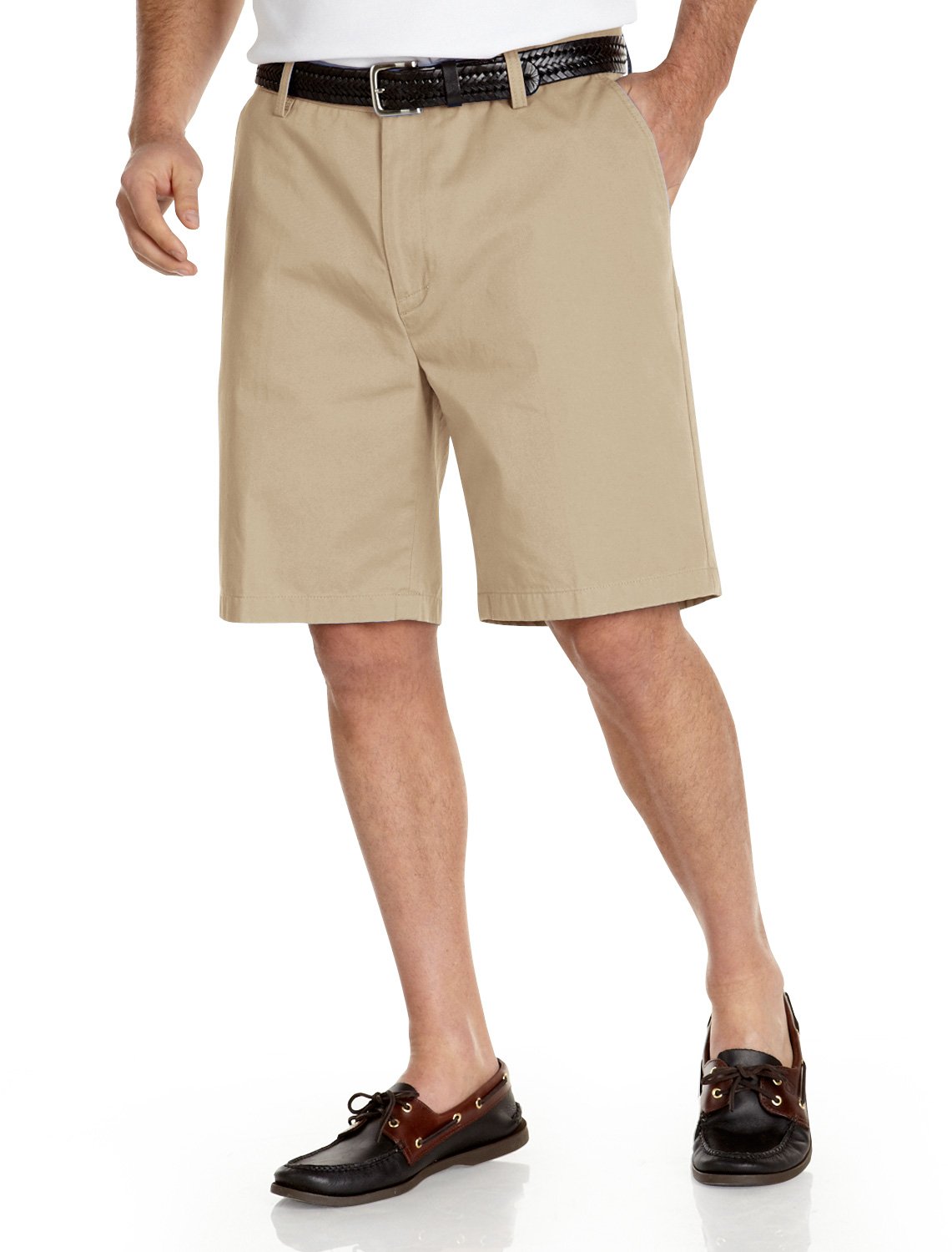 Nautica Men's Cotton Twill Flat Front Chino Short, True Khaki, 42W Tall