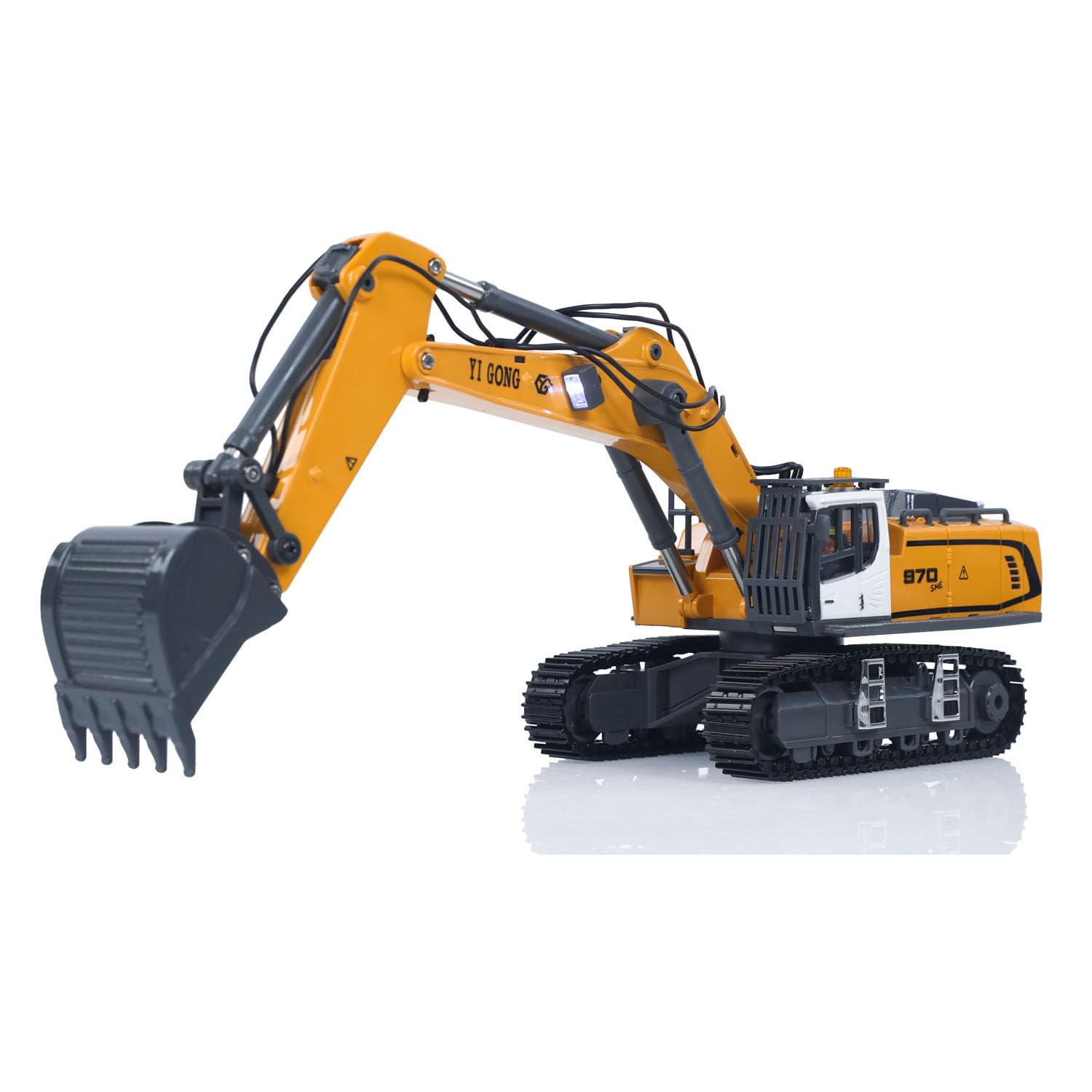 TOUCAN RC HOBBY 1/50 Elettrico RC Escavatore K970 Telecomando Digger Costruzione Auto Secchio Metallo Tracce Luci Suoni Modello Finito per Età 14+