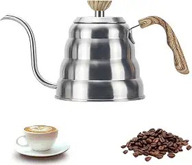 Chaleira Eletrica Bico de Ganso,Chaleira de Aço Inoxidável com Bico Fino,Chaleira Pescoço de Ganso para Café Coado e Chá, Bule Bico de Ganso, 304 Aço Inoxidável(1L)
