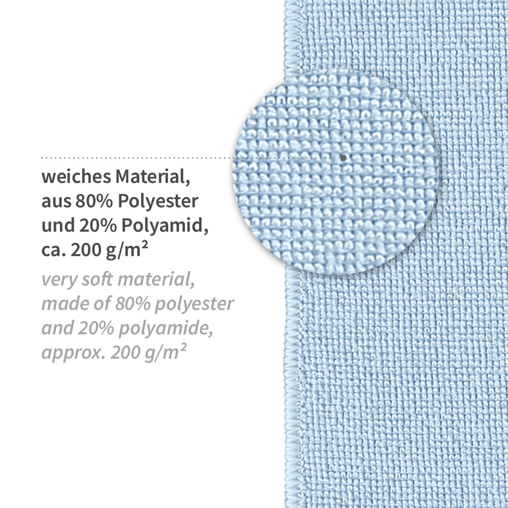 FRANZ MENSCH 100 Stück Mikrofasertücher, 40 x 40 cm, blau | Hygoclean, Polyester/Polyamid, Reinigungstücher, Putztücher, saugstark, fusselfrei, streifenfreie Reinigung, langlebig