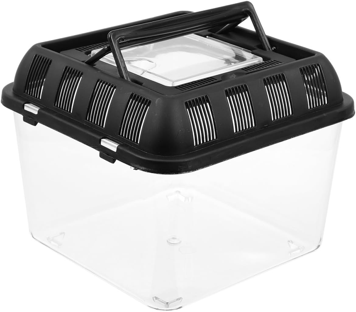 Transparent Reptile Breeding Box with Handle Sturdy Turtle Carrier for Feeding and Transport Wear-Resistant Holder Suitable for Various Reptiles and