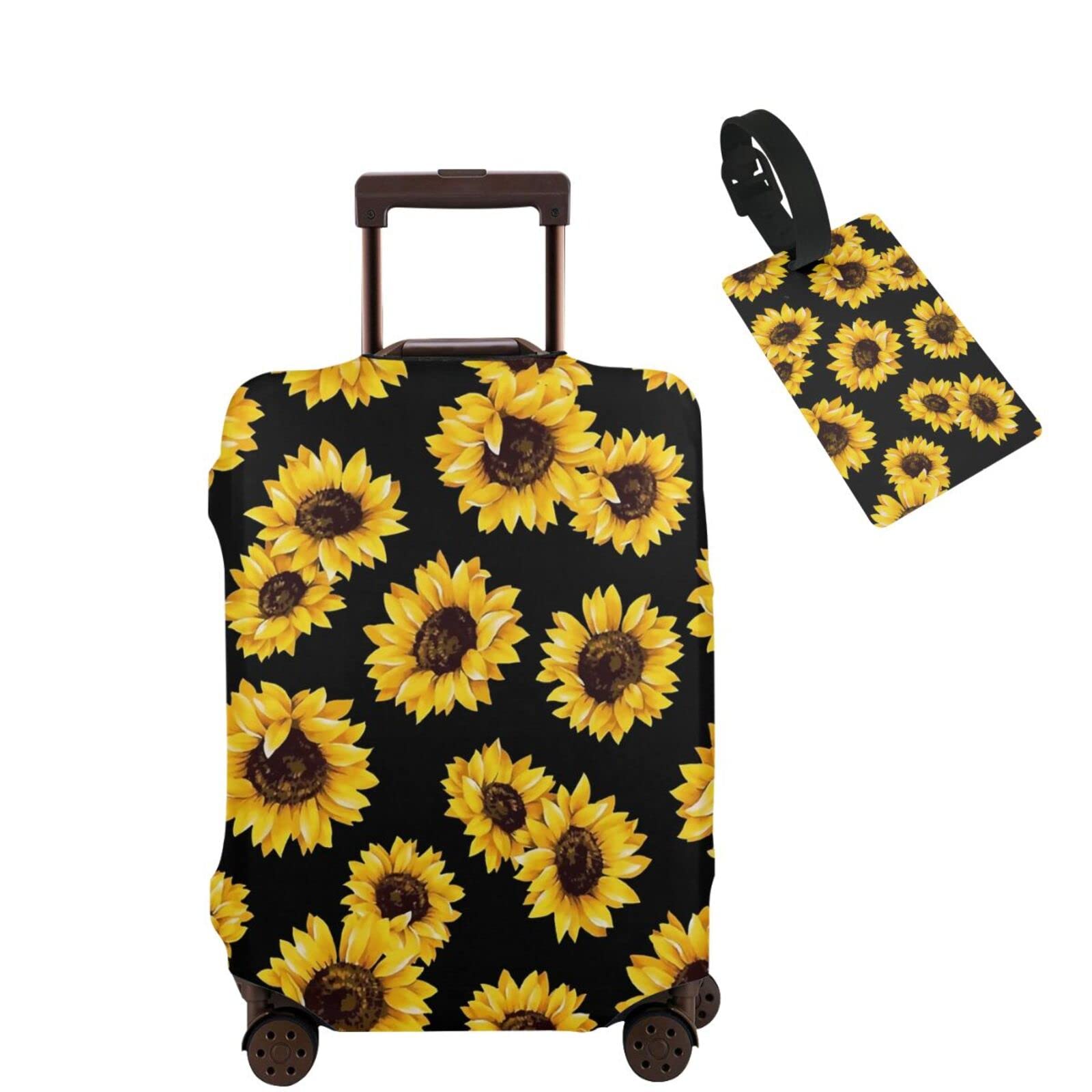 Nelife Travel Suitcase Protector Sunflower Elastic Protective Washable Luggage Cover With Concealed Zipper Suitable For 18-32 Inch -M(A Little Large)