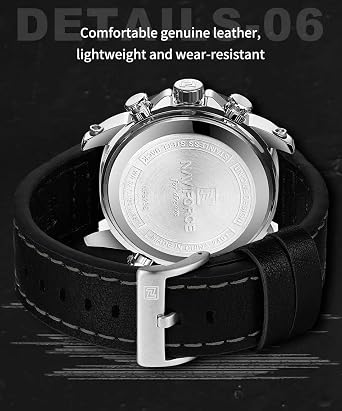 NAVIFORCE Dual Display Watches for Men Leather Luxury Military Waterproof Watch Men Casual Sport Digital Watch