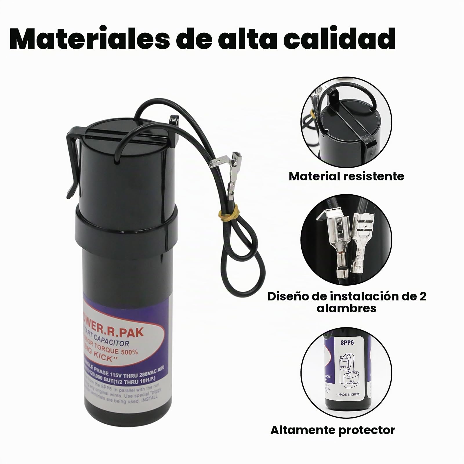 SPP6 - Kit de arranque duro para aire acondicionado, repuesto de 115 V a 288 VAC, unidades de condensador de arranque duro de 4.000 a 120.000 (1/2 a 10 H.P.), aumenta el par del compresor 500%, 2