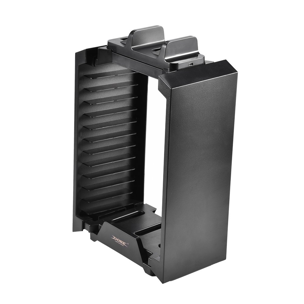 para Slim/Pro One S Soporte de Juego Desmontable Multifuncional Soporte de Torre de Almacenamiento de Disco con Doble Controlador Estación de Carga Dock