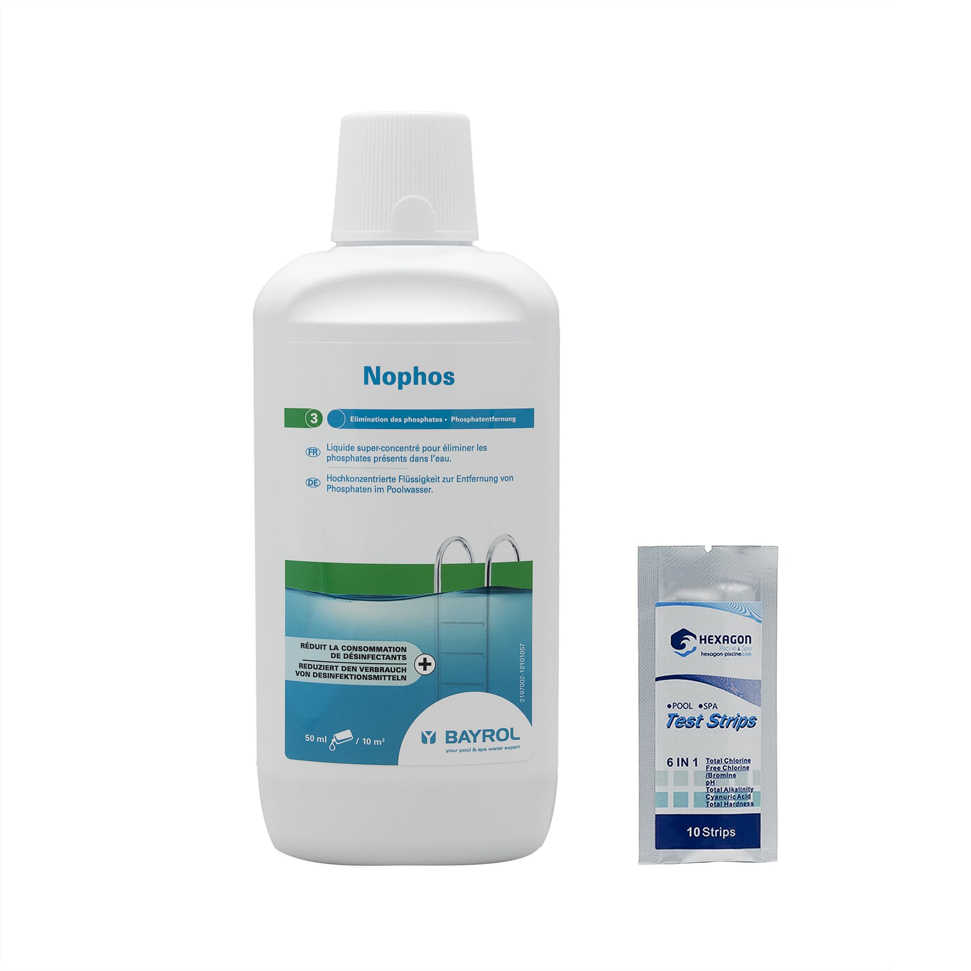 BAYROL NOPHOS Liquide - 1L | Élimine Les Phosphates + 10 Tests HPS OFFERTS 6 en 1