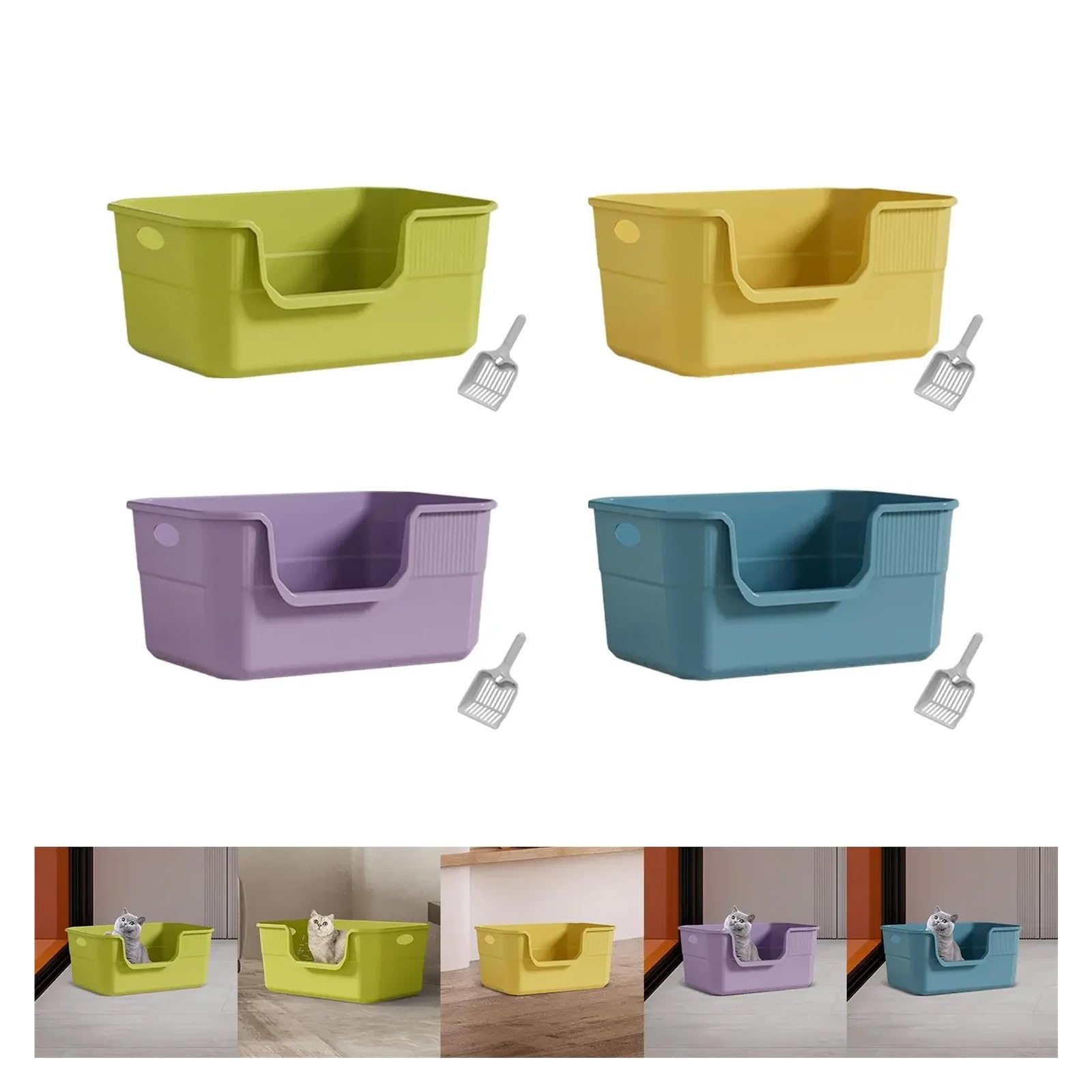 Cat Litter Box Toilet Sandbox Portable Pet Supplies Easy To Clean Kitten(PURPLE)