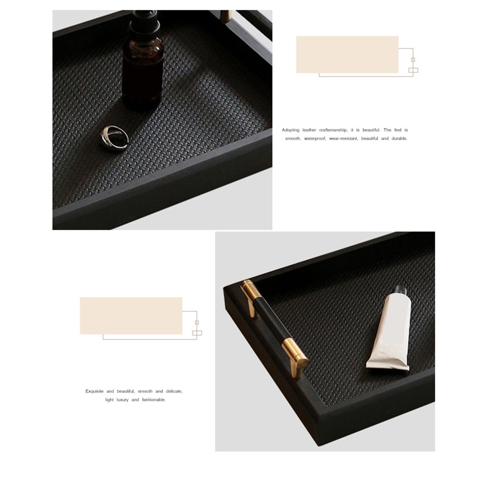 Bandeja Organizadora de Cosméticos, Bandeja de Servicio para El Baño, Bandeja Decorativa para El Dormitorio, Negro, Individual