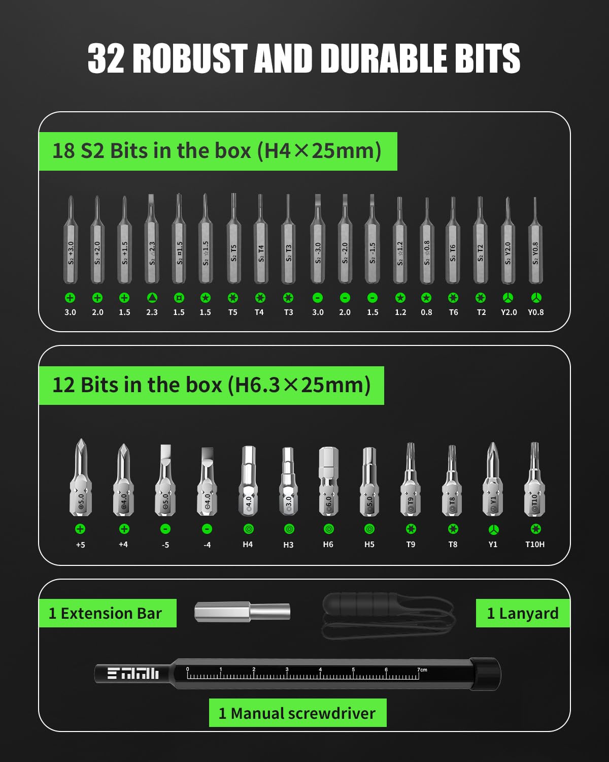Set di Cacciaviti Elettrici, 36 in 1 mini cacciavite elettrico con 36 Punte S2, 4 Coppie, Cacciavite Elettrico Cordless da 1500 mAh per Occhiali, Elettronica, Orologi, Telefoni, Laptop, Fotocamere