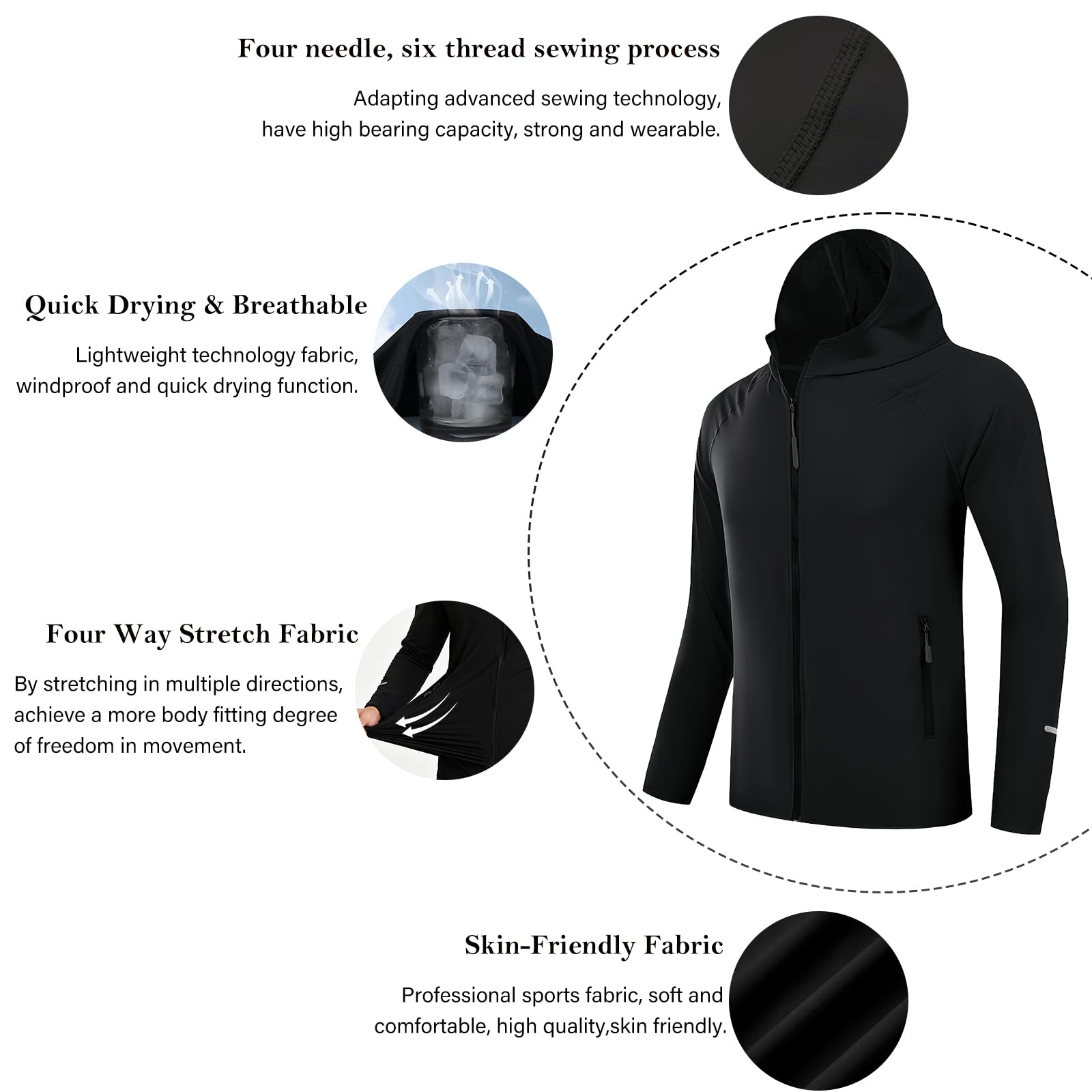 Chaqueta Deportiva Cortavientos Hombre Alta Visibilidad Manga Larga Bolsillos Cremallera