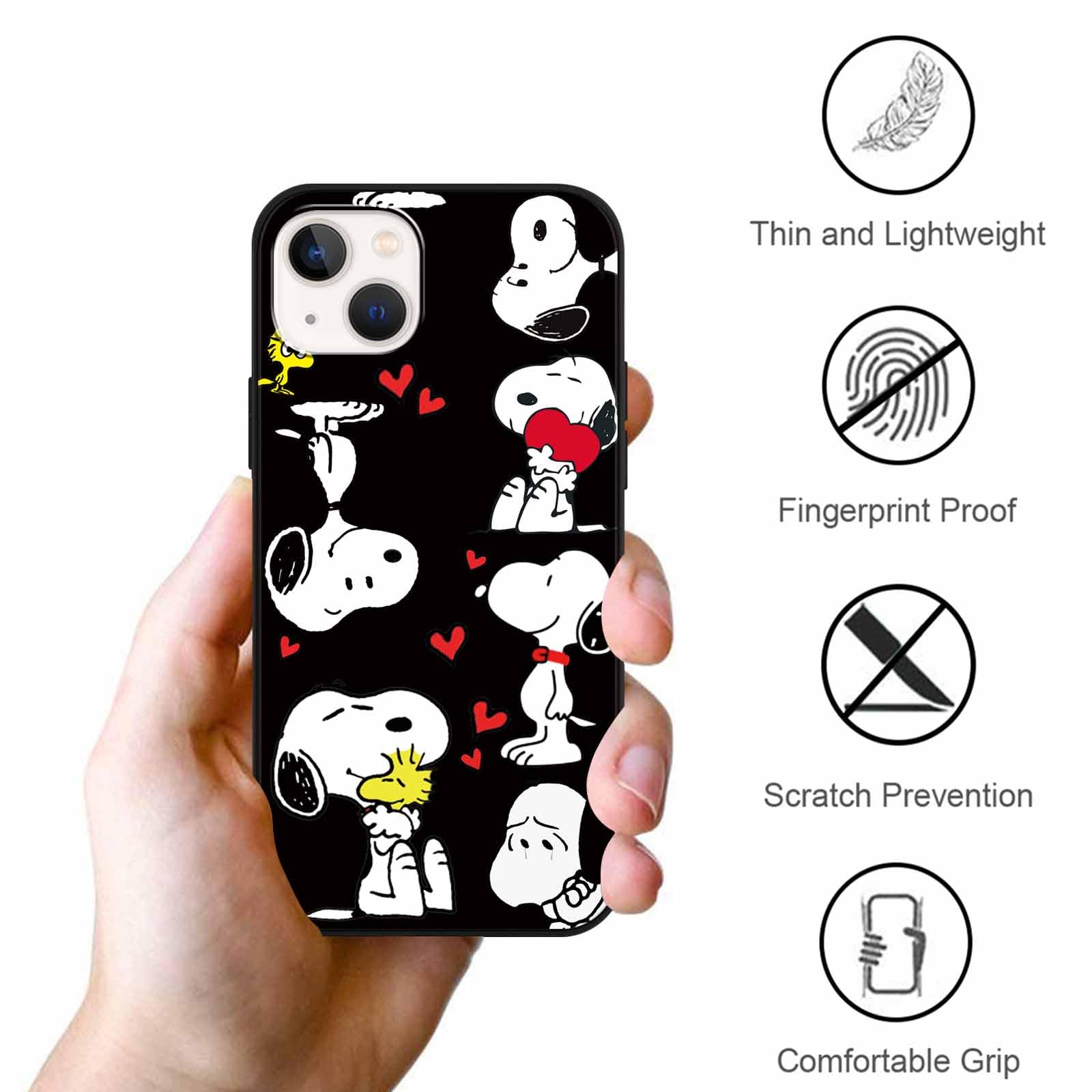 2 pezzi Cover per iPhone 14 Pro 6,1, Custodia Morbide Silicone Cute Cartone Animato Disegni Trasparente Opaco TPU Bumper Ultra Sottile Antiurto