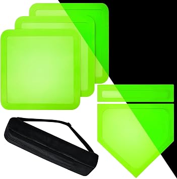 Baseball Bases for Yard - 3 Throw Down Bases 1 Homeplate 1 Pitching Rubber with Baseball Bases Bag for Kids Practice, Rubber Bases for Kickball Baseball Play