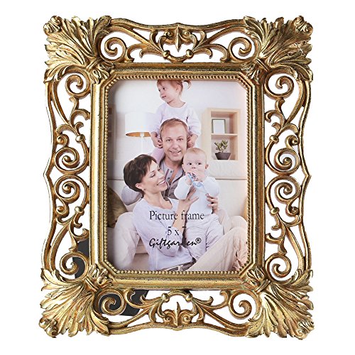 Gift Garden 5x7 Gold Picture Frame Vintage Hollow up Photo Display Frames 5 by 7 inch