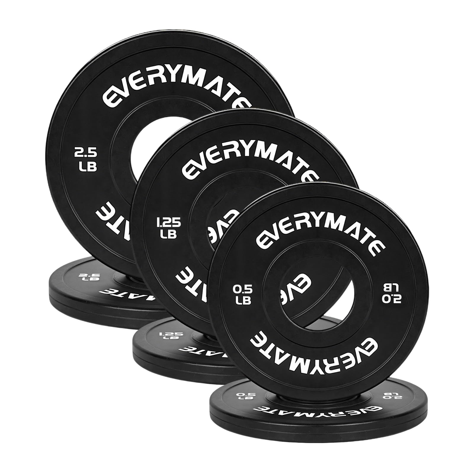 EVERYMATE Change Weight Plates 1.25LB 2.5LB 5LB Set Fractional Olympic Bumper Plates for Cross Training Steel Insert Strength Training