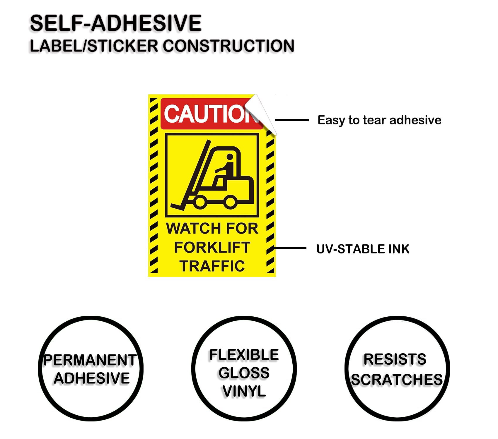 Pop Resin Caution Watch for Forklift Traffic Sign Stickers 7 x 10 Inch - Caution Look Out for Forklifts Decals 4 Pack - Image 3