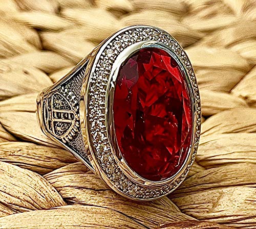 Ruby Red Cubic Zirconia Rhodium Plated Bishop Cross and Midre2