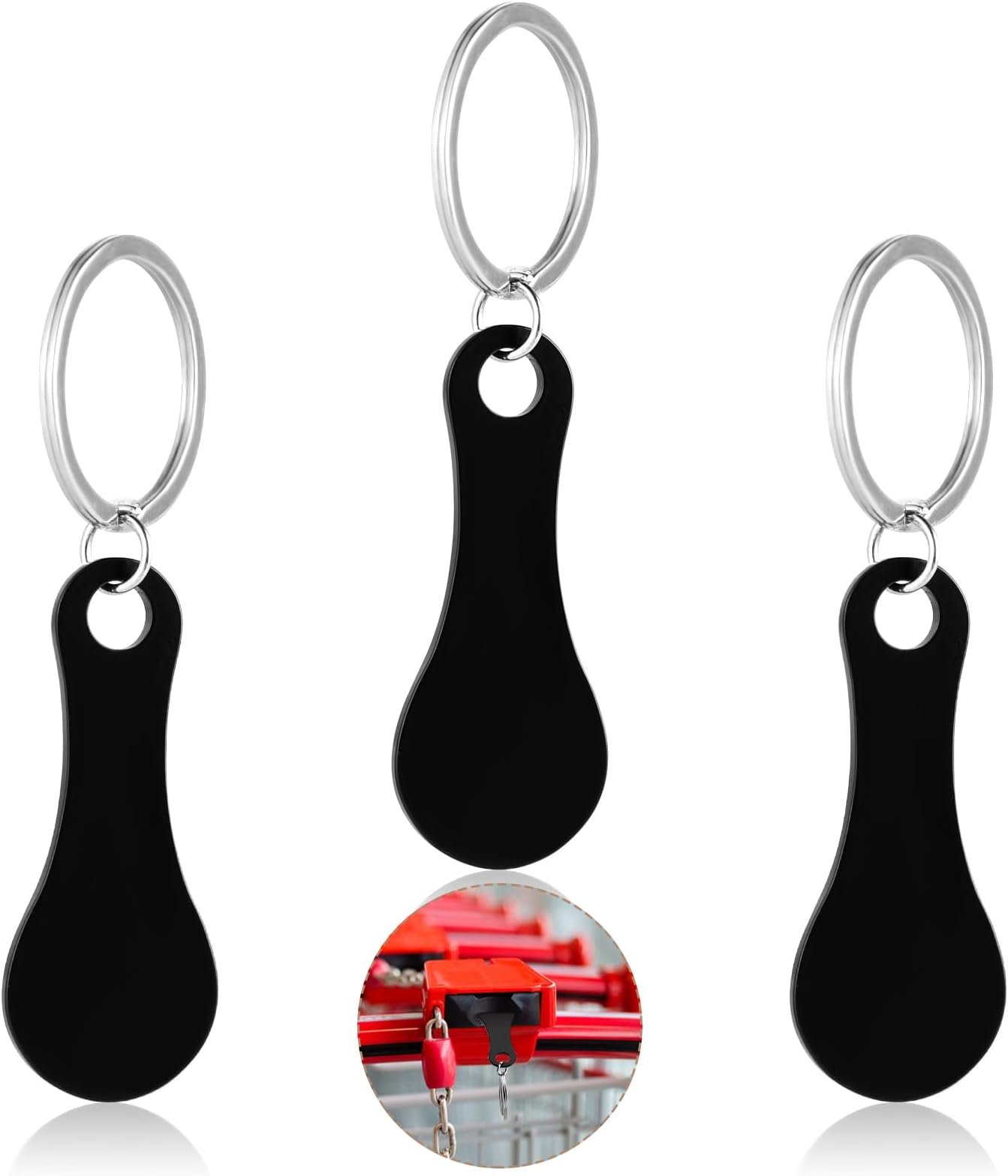 Andibro4 Pieces Stainless Steel Shopping Trolley Token, Alloy Key Ring Quarter Holder Keychain Shopping Trolley Keyring