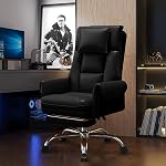 Chaise de bureau avec repose-pieds rétractables, chaise ergonomique robuste, chaise de jeu haute arrière réglable en hauteur, noir