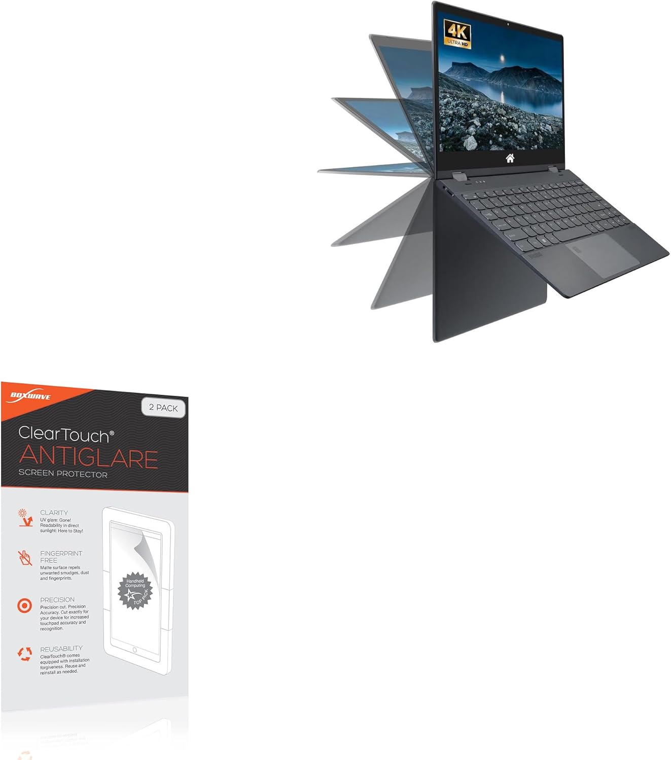 BoxWave Screen Protector Compatible With BINTEC 2 in 1 Touchscreen Laptop (14 in) - ClearTouch Anti-Glare (2-Pack), Anti-Fingerprint Matte Film Skin