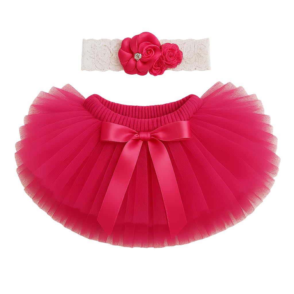 Newborn Baby Tutu Clothes Skirt Headdress Flower Photo Photography Prop Outfit (1)