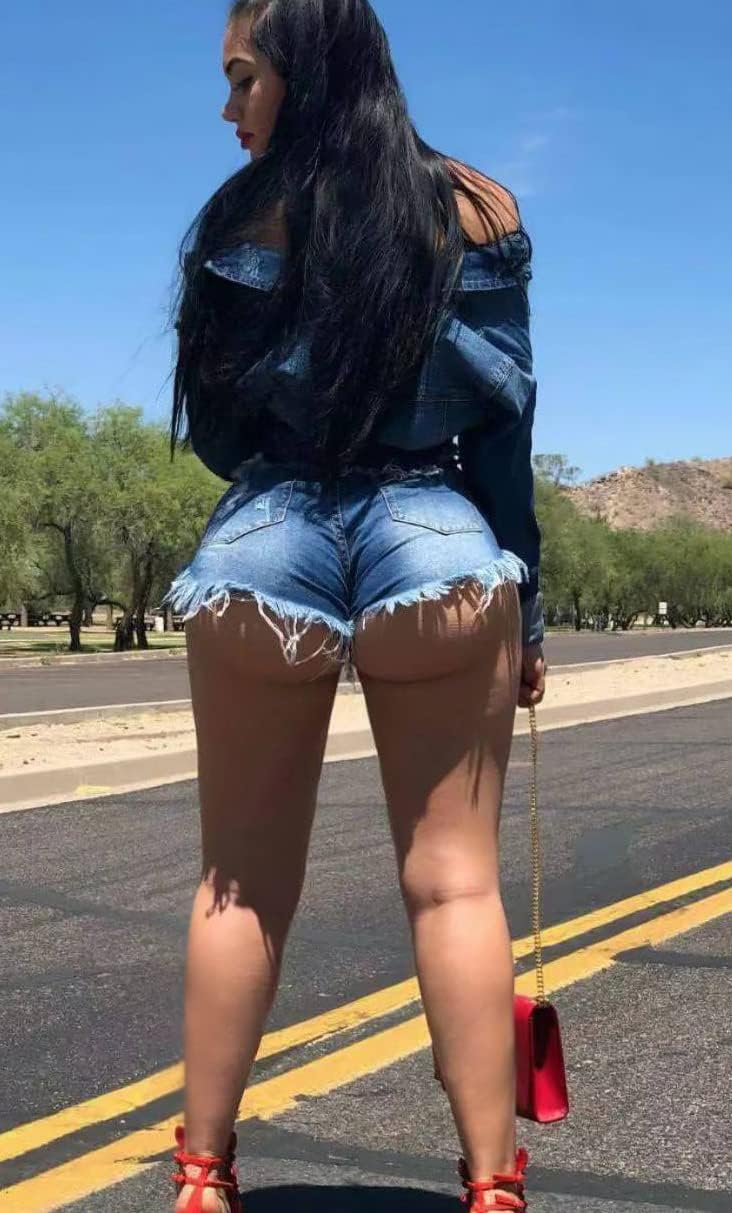 GOBLES Women's Summer Casual Mid Waist Ripped Raw Hem Stretchy Denim Shorts with Pockets - Image 5