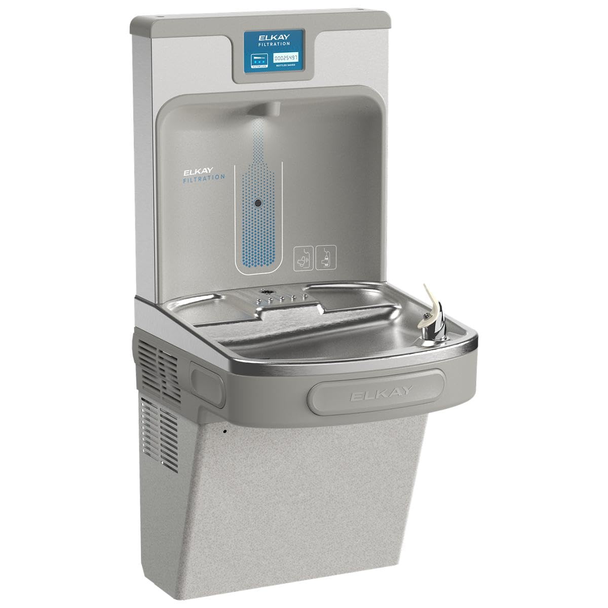 Elkay LZS8WSLK Filtered Fountain & EZH2O Bottle Filling Station, Lt. Gray, 120V