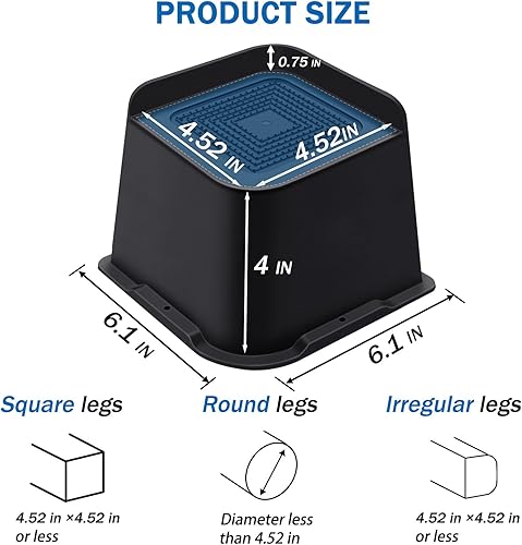 Miniatura 2 de Elevadores de cama de 4 pulgadas resistentes, elevadores de muebles para cama, escritorio, mesa, sofá, elevadores de cama de gran tamaño, soporta