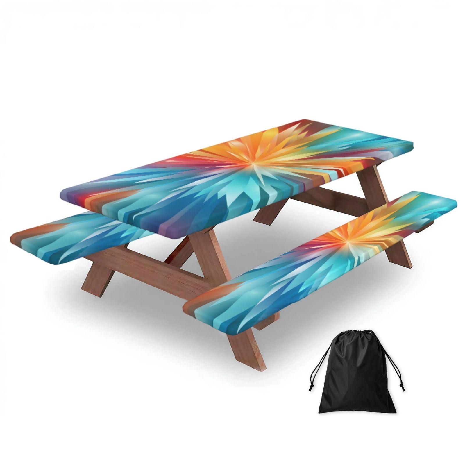 Nappe élastique de pique-nique imperméable et coupe-vent pour table de jardin et banc