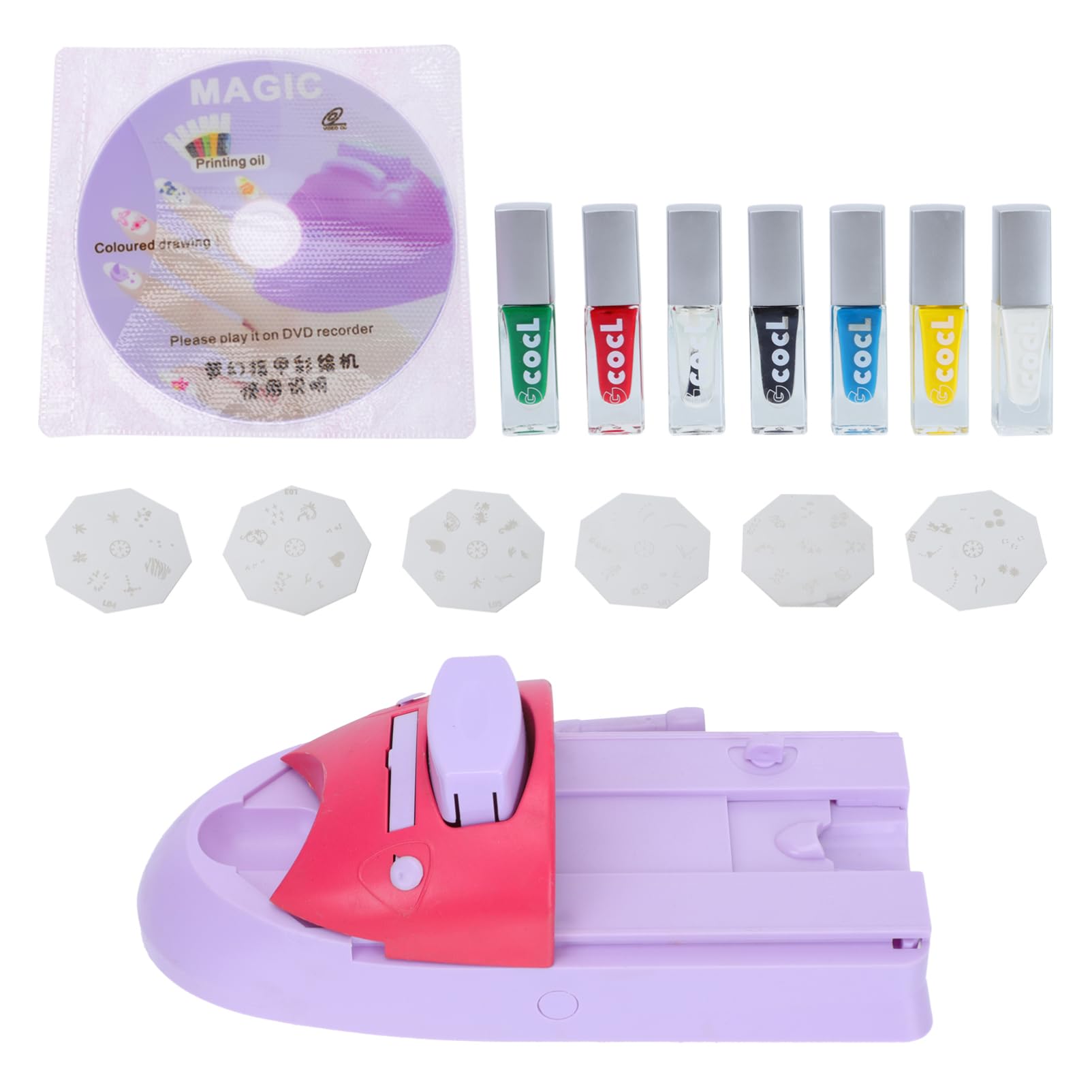 MUSISALY 1juego Máquina De Estampado De Uñas Portátil Placas De Impresión y Esmaltes Completo Para Manicura Creativa y Personalizada