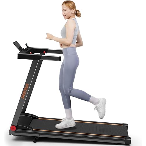 DeerRun Foldable Treadmill for Home with 6% Manual Incline and Handlebar, 0.6–7.5 MPH for Walking and Running, 3.0 HP Motor, 243 lb Capacity, App & Remote Control