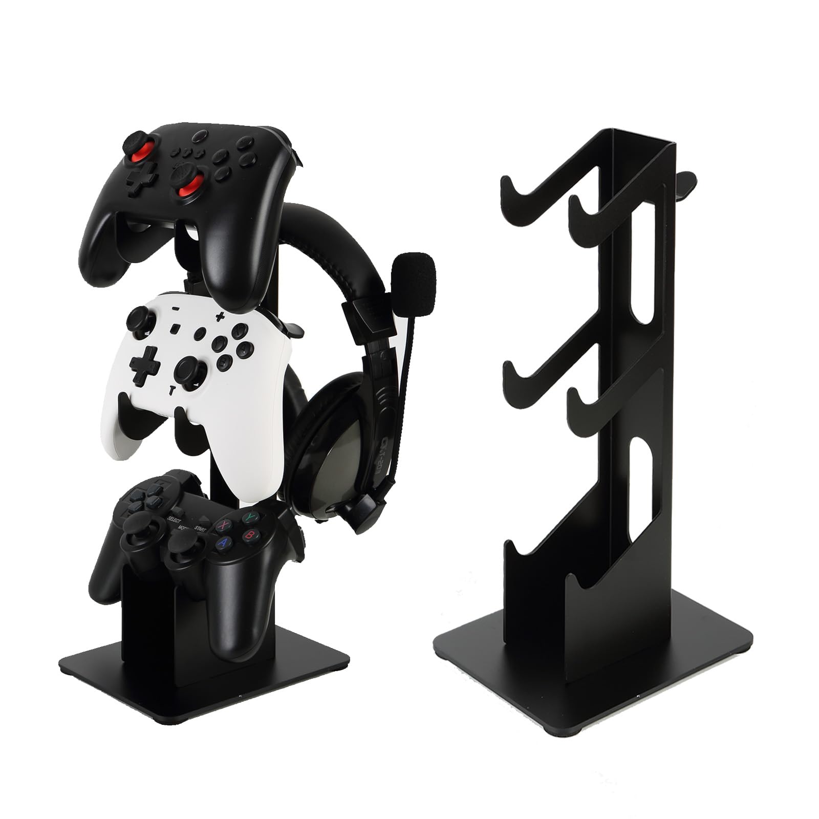 Remote Controller Holder 3 Tier, Game Controll Grip Hanle and Headset Bracket Stand for Gaming Desk, Stronger Snap-on Construction Hanger for All Universal Gaming PC Accessories - 3 Tier - Black