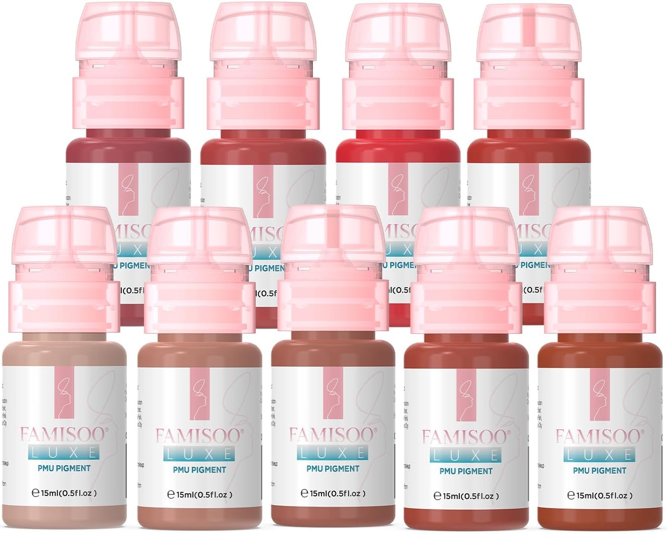 PMU Pigment Set for Lip – 9 Color Tattoo Ink Kit (15ml Each) – Long-Lasting Microblading & Lip Blush Supplies for Permanent Makeup Tattooing