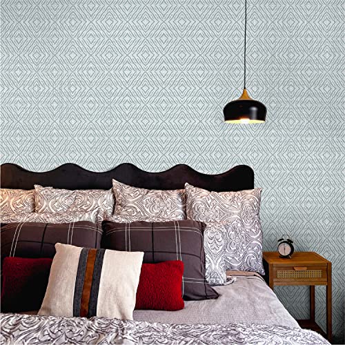 Ansehan Wallcovering W150108 Blooming Collection 36" W X 8 Yard L, Natural Paper Weave Grasscloth Modern Texture Wallcovering For Living Room Bedroom Feature Wall, Pale Blue/Ivory #TOP6