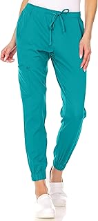 MediChic Womens Scrub Joggers 4-Way Stretch Anti-Wrinkle Moisture-Wicking Elastic Waistband Four Pocket Jogger Pants, Teal, XL
