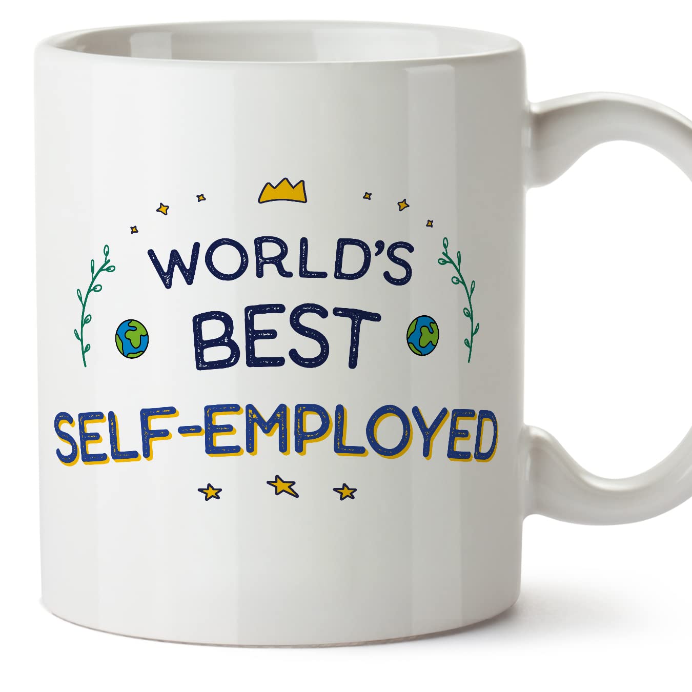 MUGFFINS SELF-Employed Mug - in English - World's Best - Funny Gift for Colleagues - Ceramic 11oz Mug — image 1