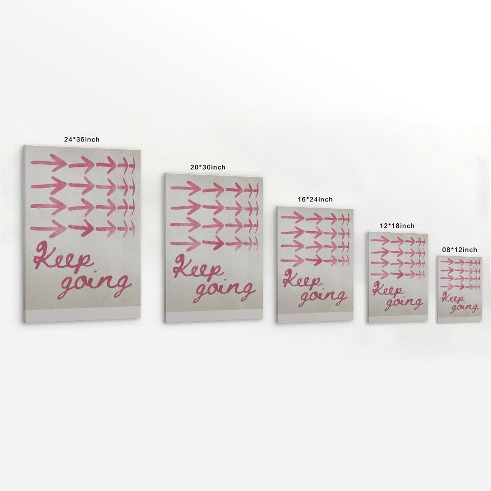Póster inspirador de flecha rosa con texto en inglés "Keep Going", arte moderno y lindo para decoración de pared, decoración del hogar para sala de estar, apartamento, universidad
