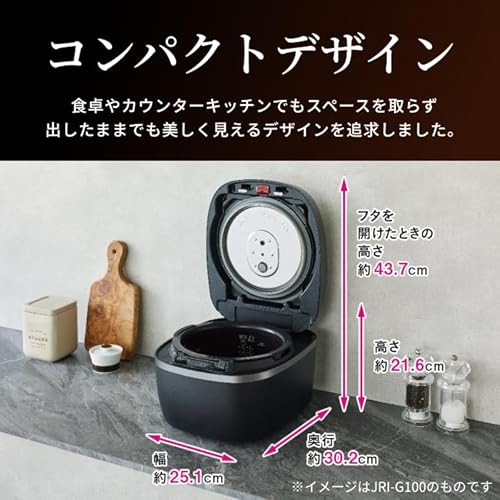 タイガー魔法瓶(TIGER) 炊飯器 5.5合 圧力IH式 ご泡火炊き 土鍋かまどコート釜 オフブラック JRI-G100KO の商品画像 7