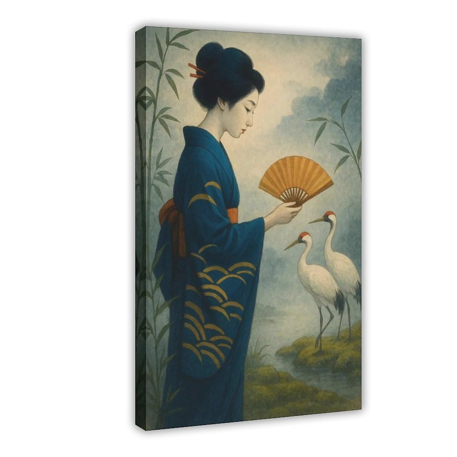 Wjwart Japanese Geisha Canvas. Canvas Poster Bedroom Decor Landscape Decor Gift 08X12inch(20X30cm)