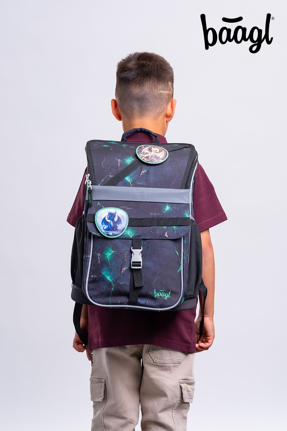 Baagl Schulranzen Jungen Mädchen für 1. Klasse - Ergonomische Schultasche für Kinder - Schulrucksack mit Brustgurt - Grundschule Ranzen Tornister