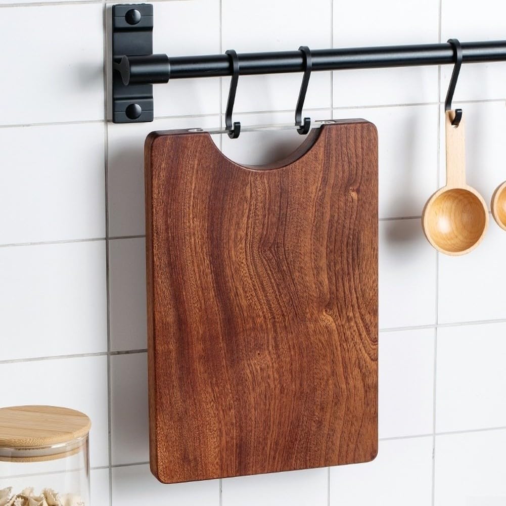 Tagliere in ebano massiccio per legno, spessore 25 mm, su entrambi i lati, con scolapiatti per carne e verdure, 30 x 20 cm (L)