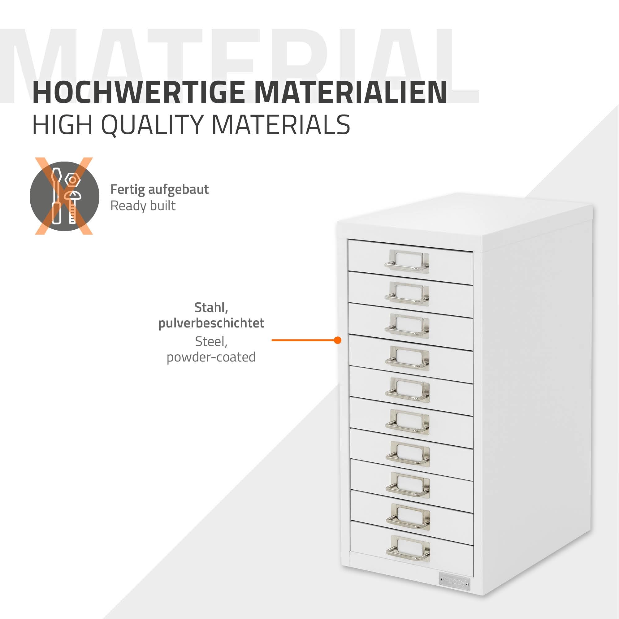 ML-Design Armadio per Archiviazione con 10 Cassetti 28x38x60 cm Bianco Cassettiera in Metallo per DIN A4 Schedario per Ufficio con Portaetichette Armadietto in Acciaio Portautensili Portaoggetti